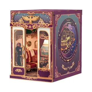 Tonecheer Diy Book Nook Kit For Adults, Miniature Dollhouse Infinity Train Cabin Magical Vintage Carriage Model, Wooden 3D Puzzle Booknook Decorative