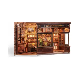CuteBee Book Nook - Modelbouw - Houten 3D Puzzel - Diy Bouwpakket Volwassenen - Boekensteun - Boekenhouder - Corner Coffee Shop