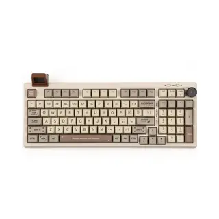 Epomaker RT100 - Retro White - Mechanisch Draadloos Toetsenbord - 95% - Qwerty - Retro Mechanical Keyboard Met Draaiknop En Mini Scherm - Flamingo