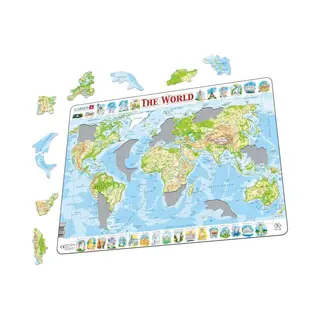 Legpuzzel Topografische Kaart Van De Wereld Met 80 Stukken - Puzzel