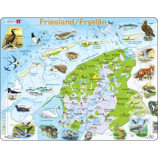 Larsen Maxi Kaart Friesland Geografisch met Dieren 64 stukjes