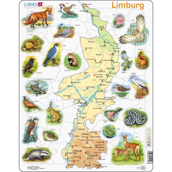 Larsen Maxi Kaart Limburg met Dieren 60 stukjes thumbnail