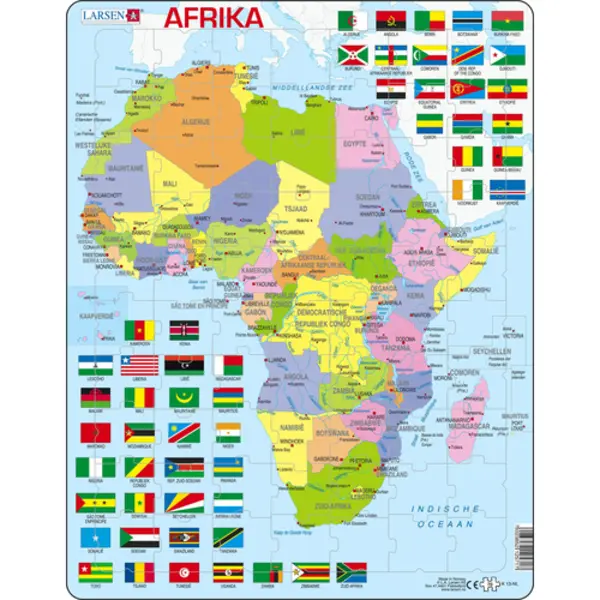 Larsen Maxi Kaart Afrika met vlaggen 70 stukjes thumbnail