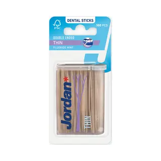 Jordan Tandenstokers Double Ended Thin 100 Stuks