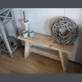 Vnlr 80 Cm Steigerhouten Bank - Kruk - Gebruikt Hout - Sloop Hout - 80x19, 5x47 Cm