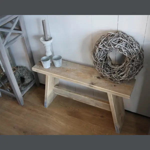 Vnlr 80 Cm Steigerhouten Bank - Kruk - Gebruikt Hout - Sloop Hout - 80x19, 5x47 Cm thumbnail