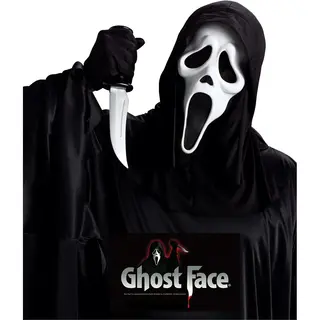 partychimp Masker - Ghost Face - Met Capuchon & Mes