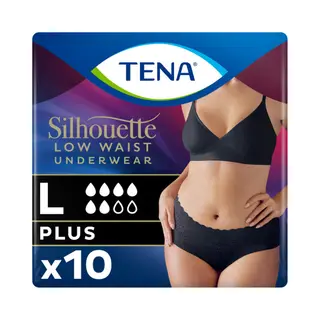 Tena Pants Silhouette Plus Zwart Lage Taille 10 Stuks - Maat Large