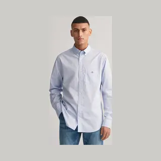 Gant Mens Regular Fit Long Sleeve Poplin Shirt - Blue Cotton - Size 2XL