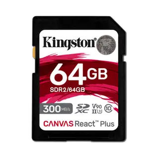 Kingston Technology 64GB Canvas React Plus Sdxc Uhs-Ii 300R/260W U3 V90 for Full Hd/4K/8K