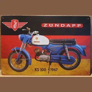 Deco Noord Zundapp Ks 100 1967 Zündapp Reclamebord Van Metaal Metalen-Wandbord - Muurplaat - Vintage - Retro - Horeca- Bord-Wanddecoratie -Tekstbord -