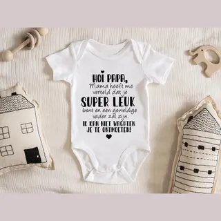 Hospitrix Baby Rompertje Met Tekst Hoi Papa... | Korte Mouw | Cadeau Voor Zwangerschap | Bekendmaking | Aankondiging | Cadeau Voor Papa | Vaderdag