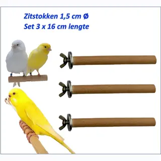 Broedblokken op maat Zitstok, Zitstokken, Dikte 15 Mm Beukenhout, Lengte 3 X 16 Cm Zweefstok, Grasparkiet, Kanarie, Enz.