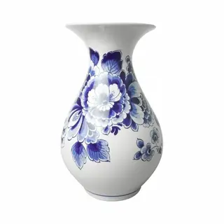 Buikvaas Bloem Groot - Heinen Delfts Blauw - Delfts Blauw - Bloemenvaas - Bloem - Vaas - Delfts Blauwe Vaas | Kerst Geschenk - Kerst Cadeau