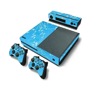 Xbox One Sticker | Xbox One Console Skin | Blue Flowers | Xbox One Blauwe Bloemen Skin Sticker | Console Skin + 2 Controller Skins