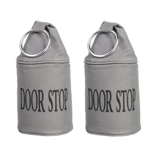 Esschert Design Deurstopper - Set Van 2 Stuks - Grijs Met Band