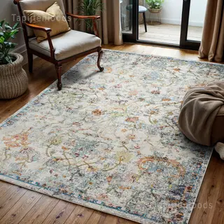 Muratap Picasso Sarough Vintage Vloerkleed Creme / Beige Laagpolig- 80x150 Cm