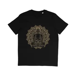 Stanley/Stella T Shirt Met Mooie Boeddha Print - Yoga - Zwart - Maat Xl
