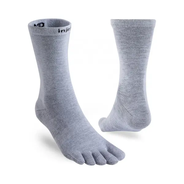 Injinji Ultra-Lightweight Crew Liner Toe Socks In Grey | Size, Large thumbnail