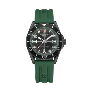 Swiss Alpine Military Men's Watch Analogue Quartz 7029.1 Silicone, Sw/Silicone/Sw-Green - 1874sam, Strap.
