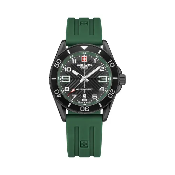 Swiss Alpine Military Men's Watch Analogue Quartz 7029.1 Silicone, Sw/Silicone/Sw-Green - 1874sam, Strap. thumbnail