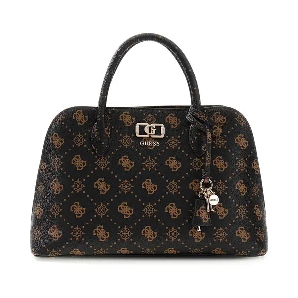 Guess Handtasche Umhängetasche Emelie Logo Two Comp Satchel Espresso Logo Dunkelbraun thumbnail