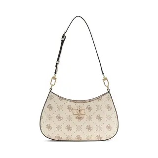 Guess Schoudertas Emelie Logo Top Zip Shoulder Bag Vanilla Logo Crème