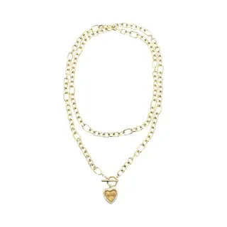 Guess, Halsketting, 37" Hart & T-Bar Keting Nk Ketting, (Glas, Roestvrij Staal)