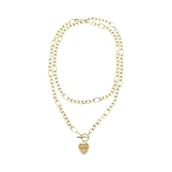 Guess, Halsketting, 37" Hart & T-Bar Keting Nk Ketting, (Glas, Roestvrij Staal) thumbnail