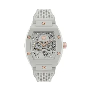 Philipp Plein The Skeleton Ecoceramic Automatisch Analoog Siliconen Herenhorloge, Wit, één Maat, Luxe Sport
