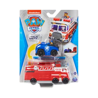 Spin Master Paw Patrol True Metal Team Fahrzeuge 2er Set mit Feuerwehrwagen und Chase im Polizeiauto, Maßstab 1:55, Spielzeug für Kinder ab 3 Jahren