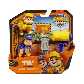 Spin Master Rubble & Crew , Rubble and Mix Action Figures Set, with 3 oz of Kinetic Build-It Sand and 2 Hand Held Building Toys, Kids Toys for ages 3 and up