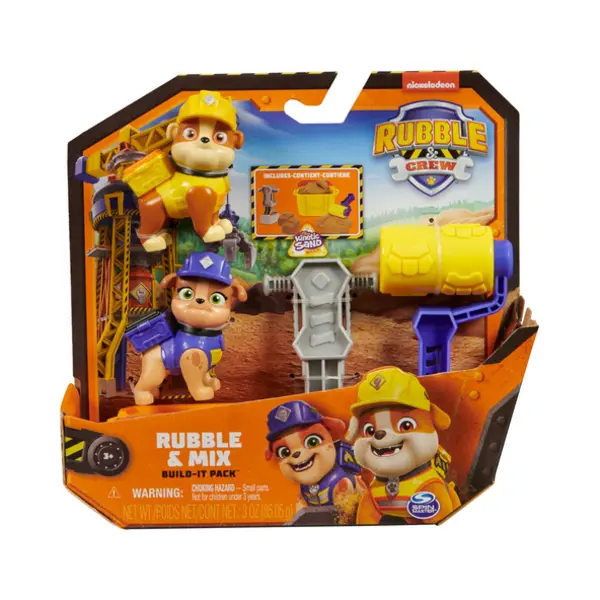 Spin Master Rubble & Crew , Rubble and Mix Action Figures Set, with 3 oz of Kinetic Build-It Sand and 2 Hand Held Building Toys, Kids Toys for ages 3 and up thumbnail