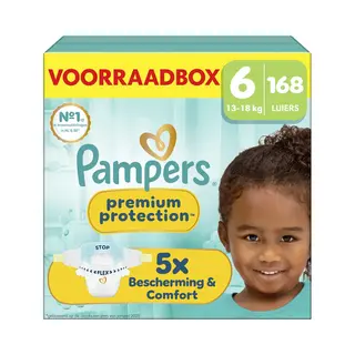 Pampers Premium Protection Maat 6 - 168 Luiers - 13kg-18kg - Voorraadbox