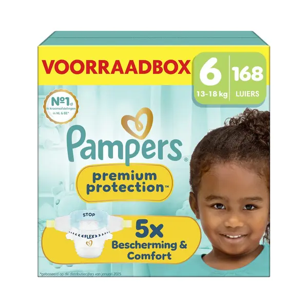 Pampers Premium Protection Maat 6 - 168 Luiers - 13kg-18kg - Voorraadbox thumbnail