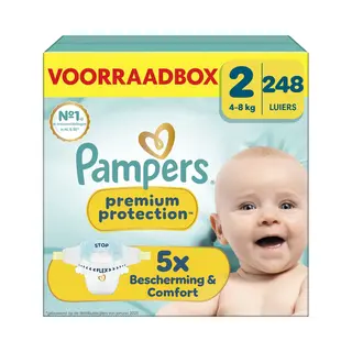 Pampers Premium Protection Maat 2 - 248 Luiers - 4kg-8kg - Voorraadbox
