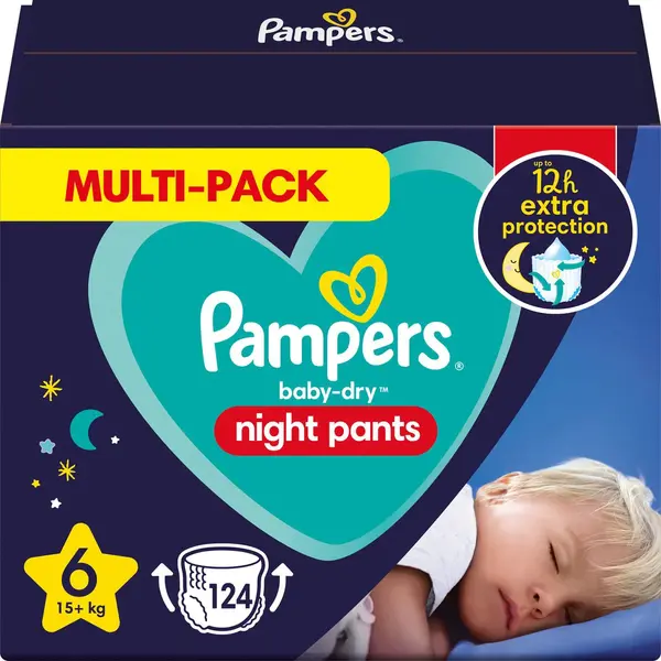 Pampers Night Pants - Maat 6 (15kg+) - 124 Luierbroekjes - Multi-Pack Nachtluiers thumbnail