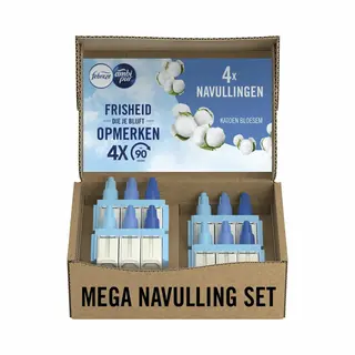 Ambi Pur Febreze 3Volution Navulverpakking, Elektrisch, Puur Katoen, 4 X 20 Ml, Smart Programmering Luchtverfrisser Met 3 Geuren, Verwijdering Van