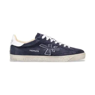 Premiatavoor Mannen. Steven Steven Blauw Leren Sportschoenen (40), Leer, Plat, Veters, Casual