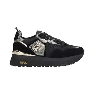 Liu Jo Sportschoenen Met Plateau, Zwart En Slang, Dikke Zool, Zwart.