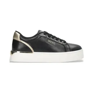 Liu Jo For Woman. BF5041PX026S1189 Black Platform Leather Trainers (40), 3 To 5 Cm, Laces, Casual