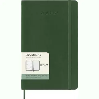 Moleskine Germany GmbH Moleskine 18 Monate Wochen Notizkalender 2026/2027 L/A5 1 Wo = 1 Seite Rechts Linierte Seite Weicher Einband Myrtengrün<Br>