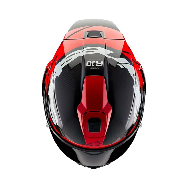 Alpinestars Supertech R10 Element Zwart Carbon Fel Rood Wit Glossy Integraalhelm - Maat S - Helm thumbnail