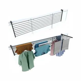 Foxydry Duo 202 Cm - Het Opvouwbare Balkon-droogrek Dat Beide Kanten Op Kantelt - Geschikt Voor Balustrades Met Rechthoekige Leuning - Antraciet Kleur