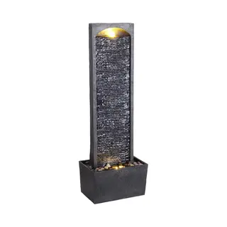 Teamson Home Hoog Buiten Tuin Water Fontein Met Lichten - Waterornament - Waterval Ontwerp - Tuindecoratie - Met Pomp - 34 X 22 X 98 (cm)