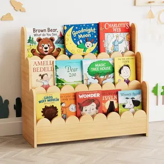 SpaceAid Montessori Schulpboekenkast Met 3 Niveaus Voor Peuters, Boekenrek Van Hout Voor Kinderkamer, Speelkamer, Kinderkamer En Klaslokaal, Naturel