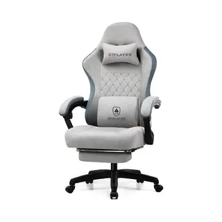Gtplayer - Gamingstoel Ergonomisch - Met Veerzitkussen En Voetensteun - Grijs