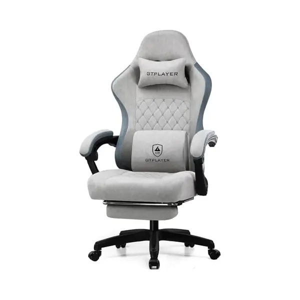 Gtplayer - Gamingstoel Ergonomisch - Met Veerzitkussen En Voetensteun - Grijs thumbnail