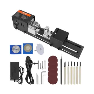 Vevor Mini Draaibank Hout 96W Draaibank Max. Draaidiameter 70mm Draaibank Spiltoerental 4250-8500RPM Kopieerdraaibank Met 7 Snelheden Draaibank Met