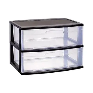 Plasticforte Ladeblokje Organizer 2x Lades - Zwart/transparant - L56 X B40 X H41 Cm - Plastic